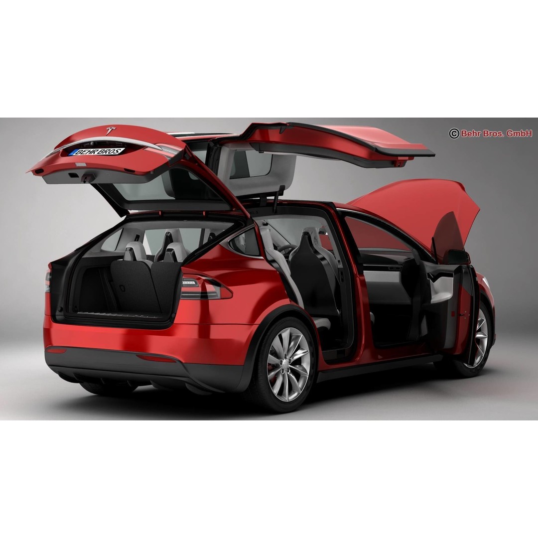 Tesla Model X 2017 3D Model – High Poly SUV with Detailed Interior, FBX, OBJ - View 6