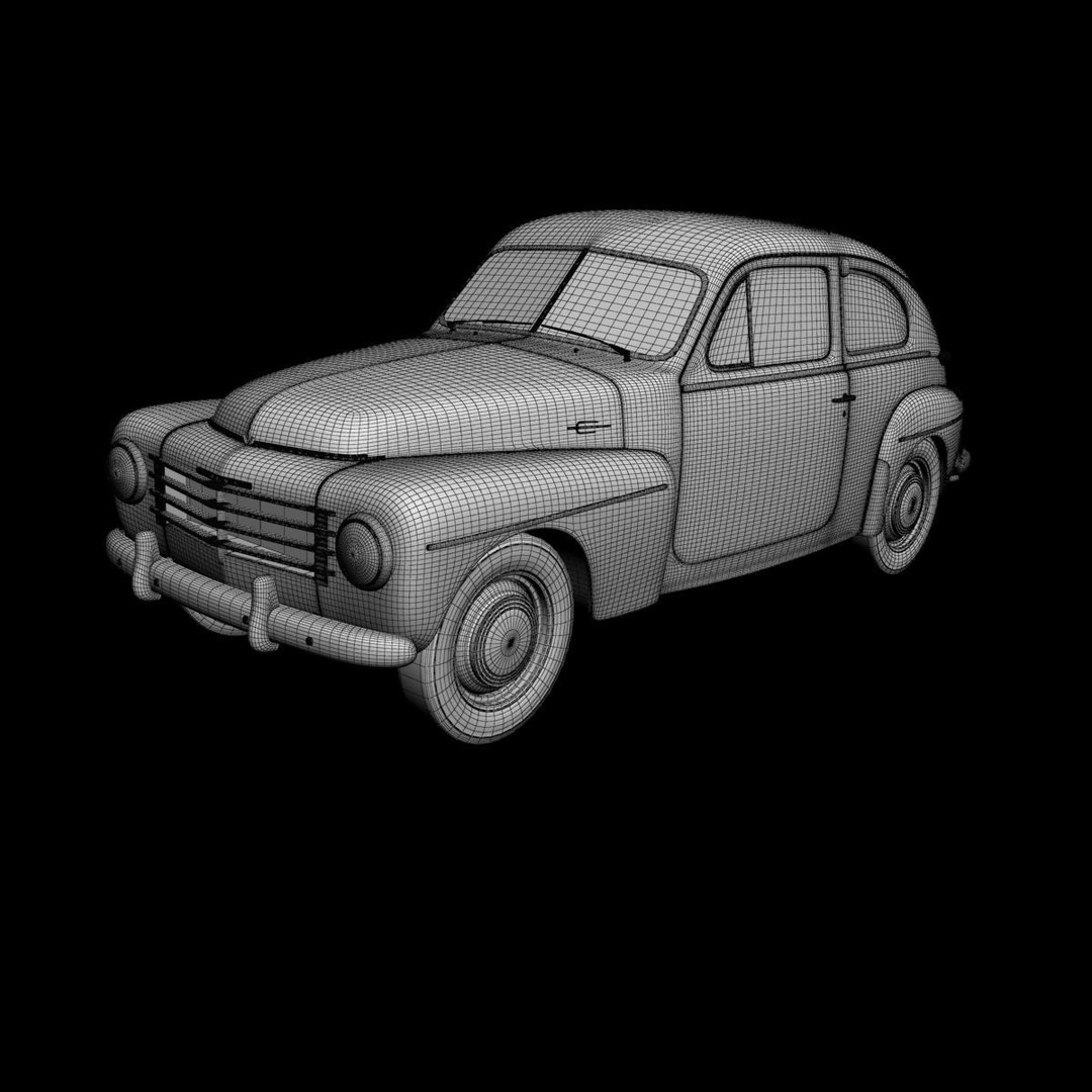 Volvo PV444 Coupe 3D Model – High Poly Antique Car, FBX & OBJ - View 16