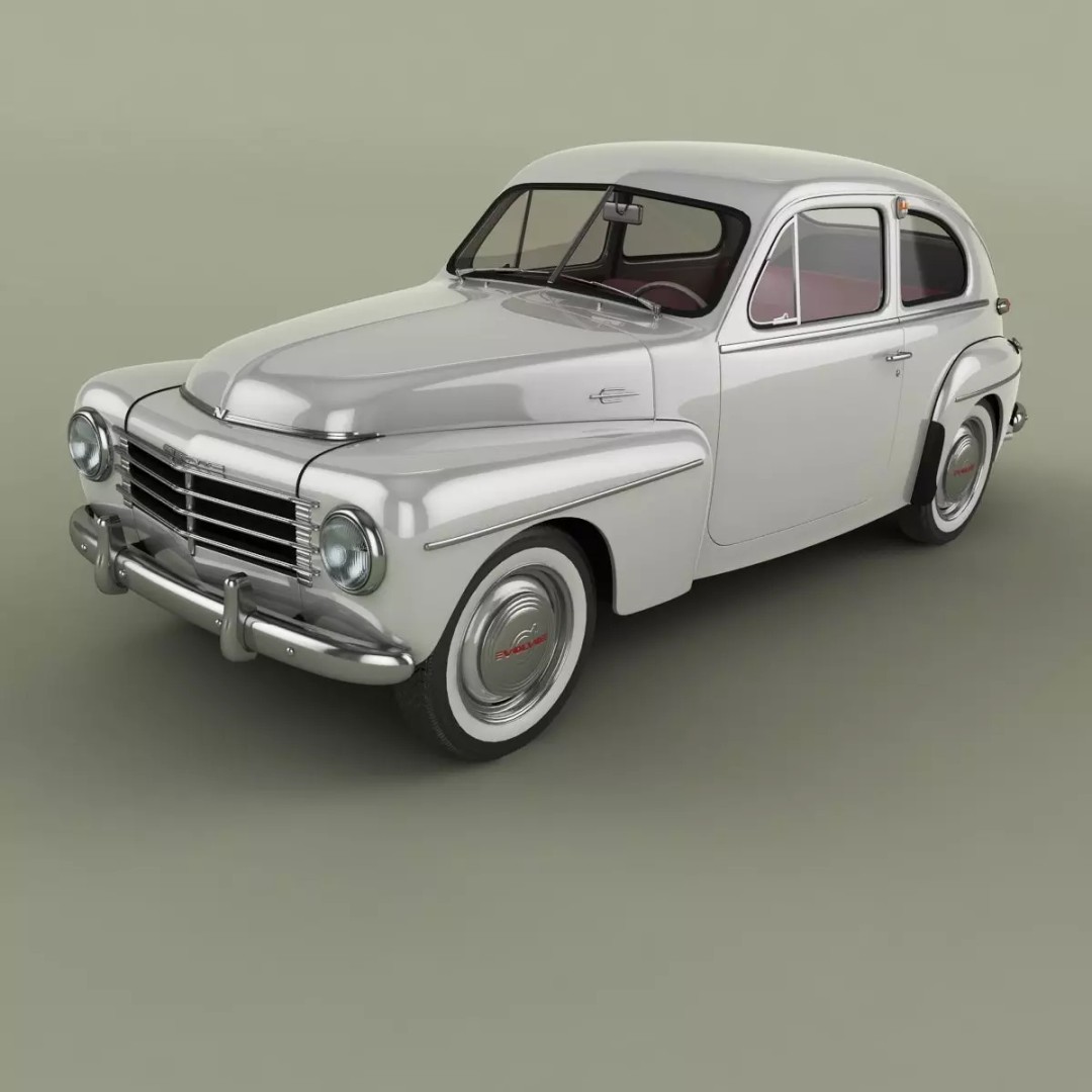 Volvo PV444 Coupe 3D Model – High Poly Antique Car, FBX & OBJ - View 2