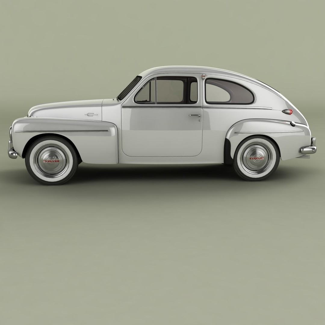Volvo PV444 Coupe 3D Model – High Poly Antique Car, FBX & OBJ - View 3