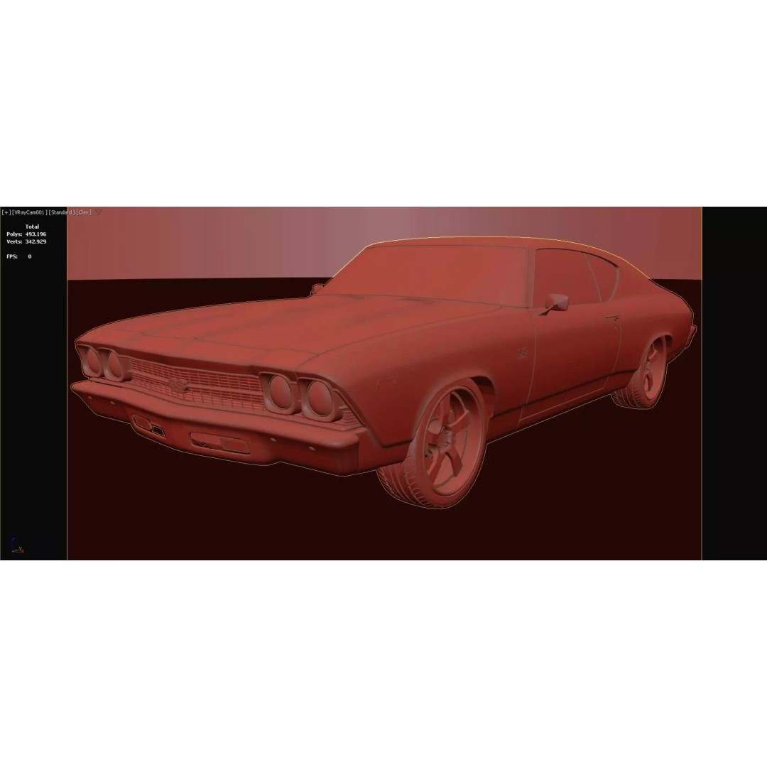 Chevrolet Chevelle SS 369 3D Model – High Poly Realistic Car, FBX/OBJ - View 16