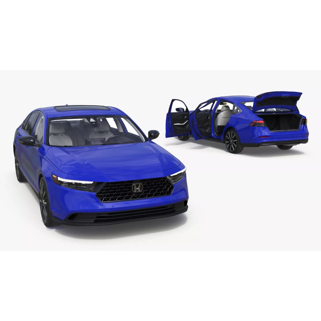 Blue Honda Accord 2025 3D Model – High Poly Sedan with PBR Textures - View 22