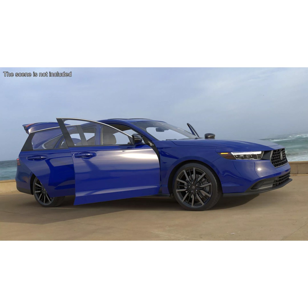 Blue Honda Accord 2025 3D Model – High Poly Sedan with PBR Textures - View 6