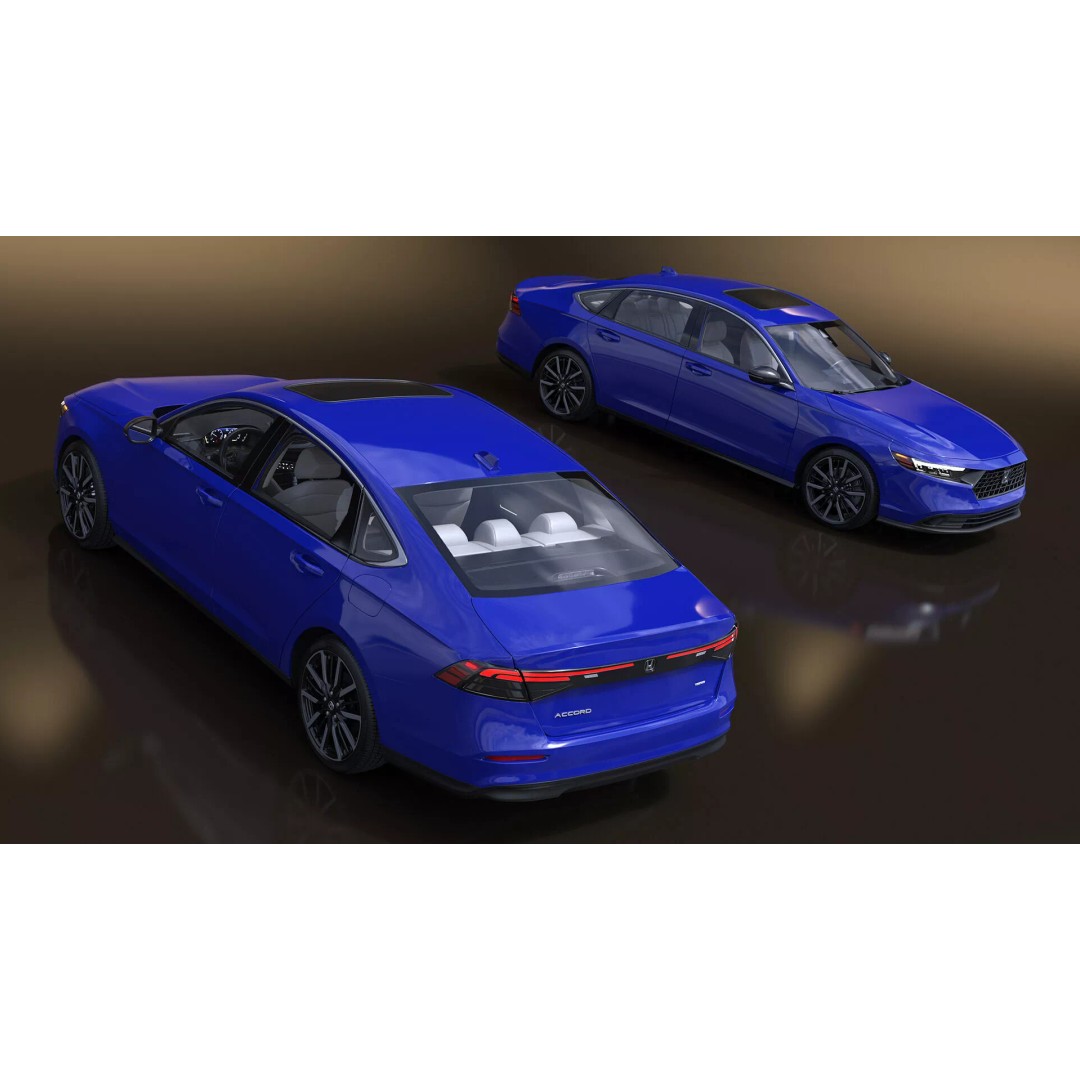 Blue Honda Accord 2025 3D Model – High Poly Sedan with PBR Textures - View 7
