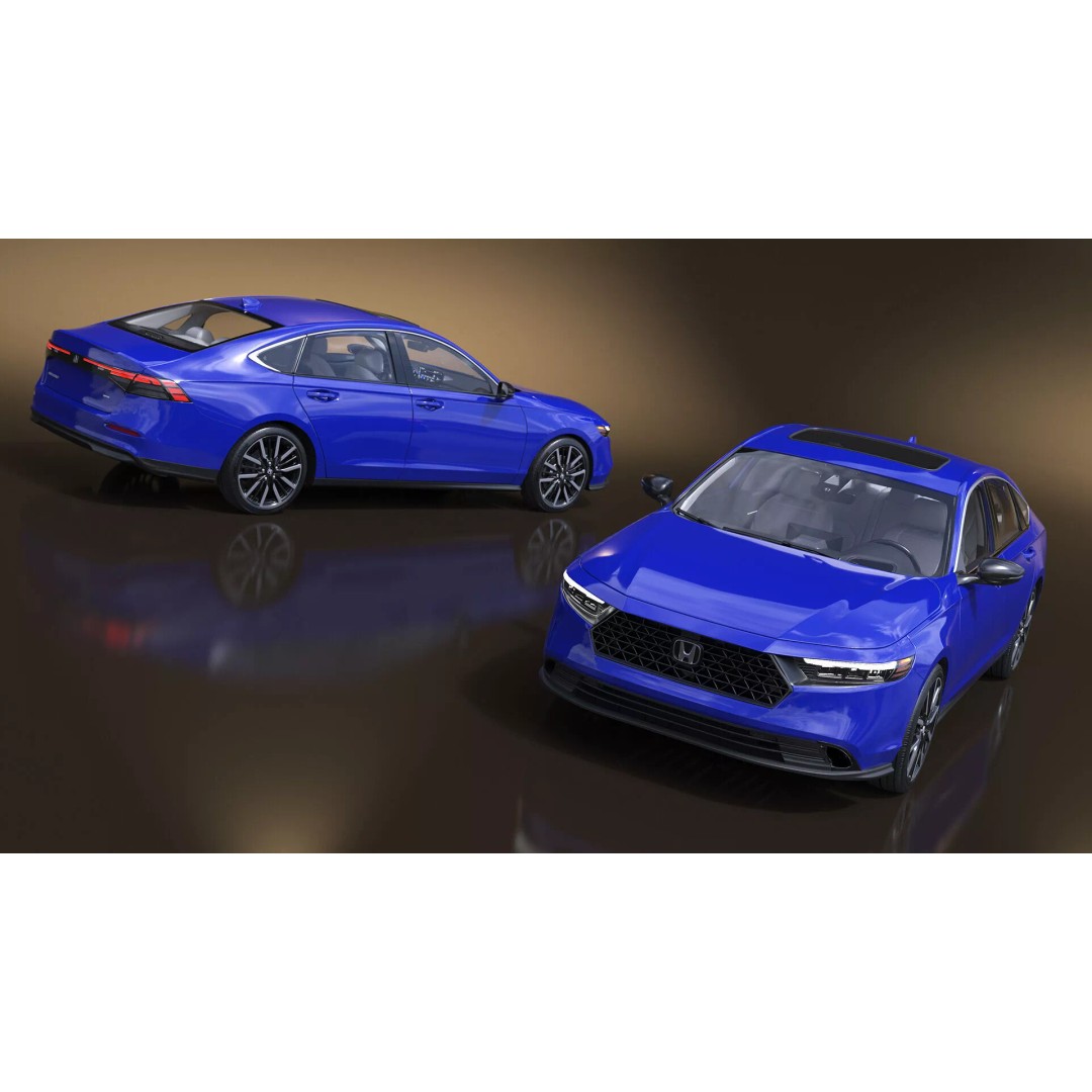 Blue Honda Accord 2025 3D Model – High Poly Sedan with PBR Textures - View 9