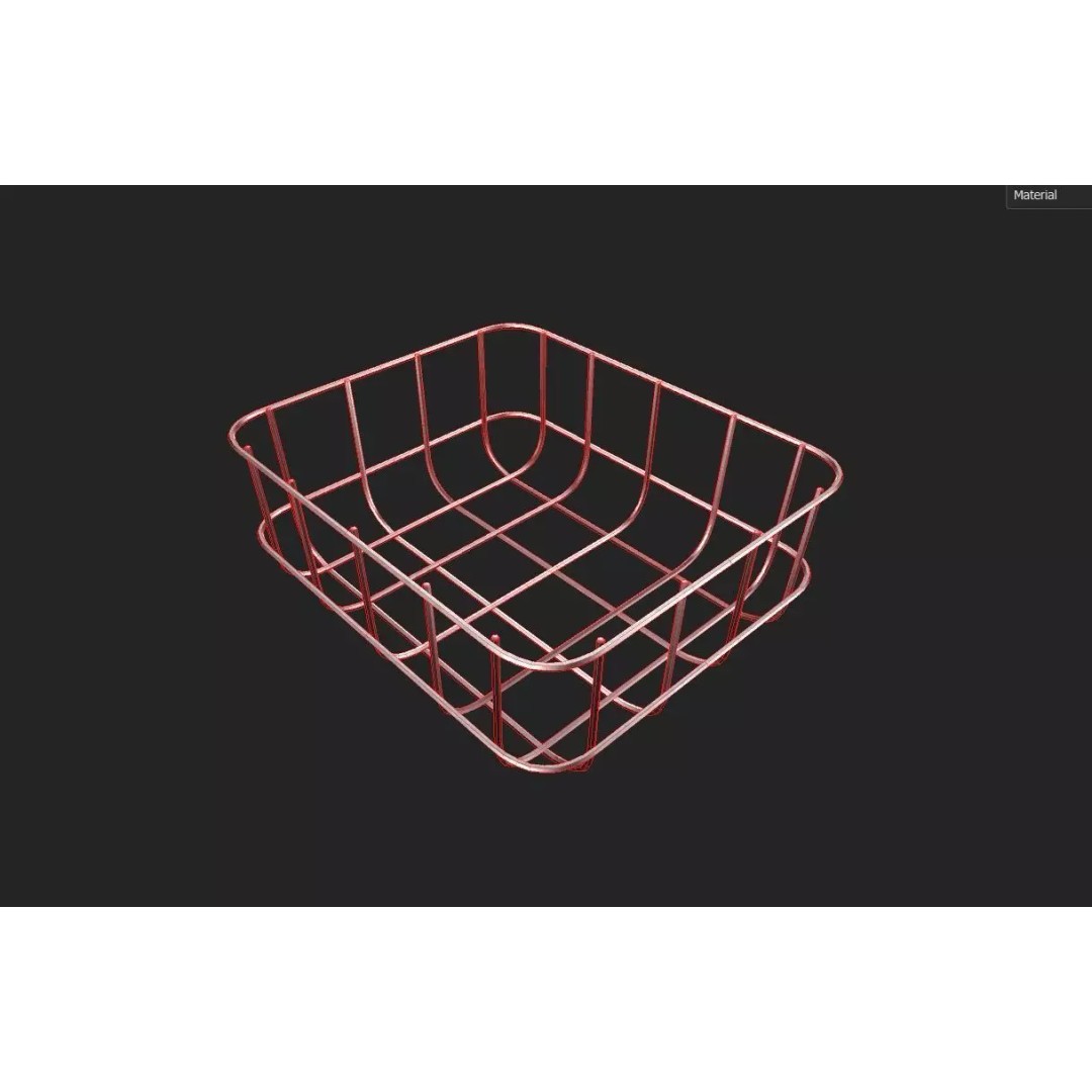 Wire Bin M02 3D Model – Low Poly Game Asset, FBX and OBJ Formats - View 3