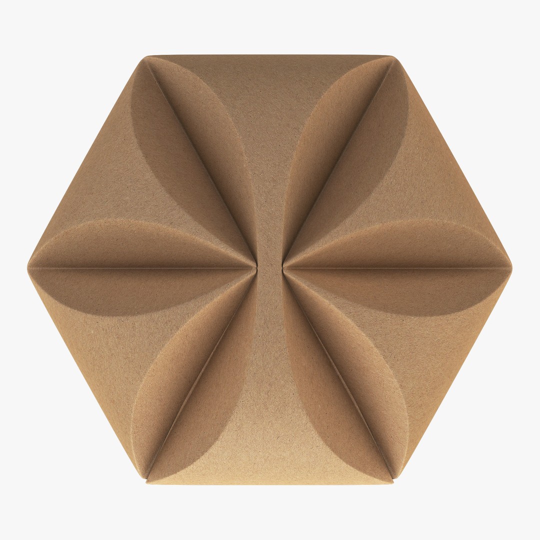 Cardboard Hexagon Petal Box M 3D Model – High Poly PBR Asset, FBX/OBJ - View 3