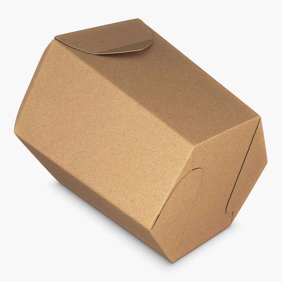 Cardboard Hexagon Petal Box M 3D Model – High Poly PBR Asset, FBX/OBJ - View 7