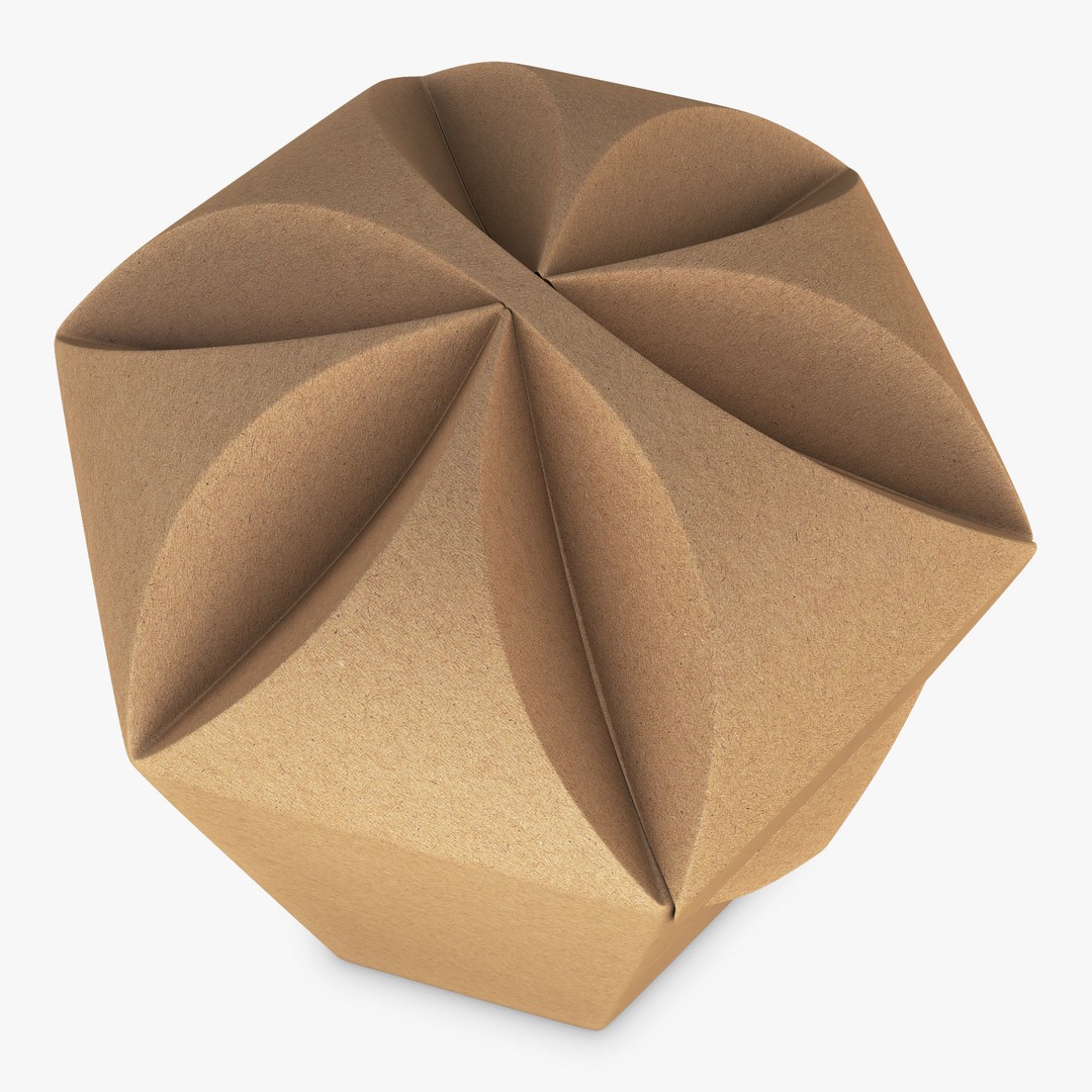 Cardboard Hexagon Petal Box M 3D Model – High Poly PBR Asset, FBX/OBJ - View 9