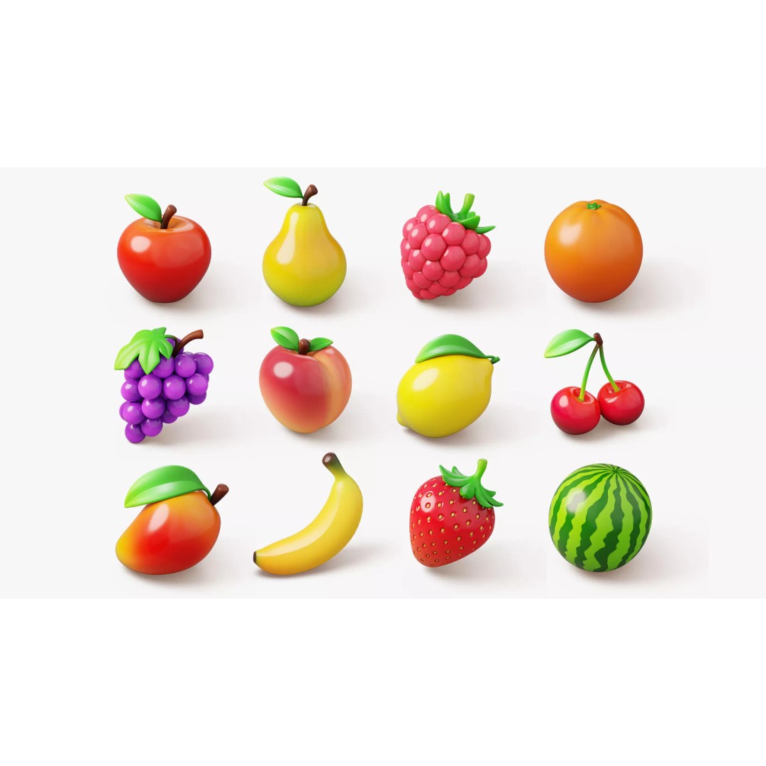 Stylized Fruits and Vegetables 3D Model – Cartoon Style PBR Pack - View 2