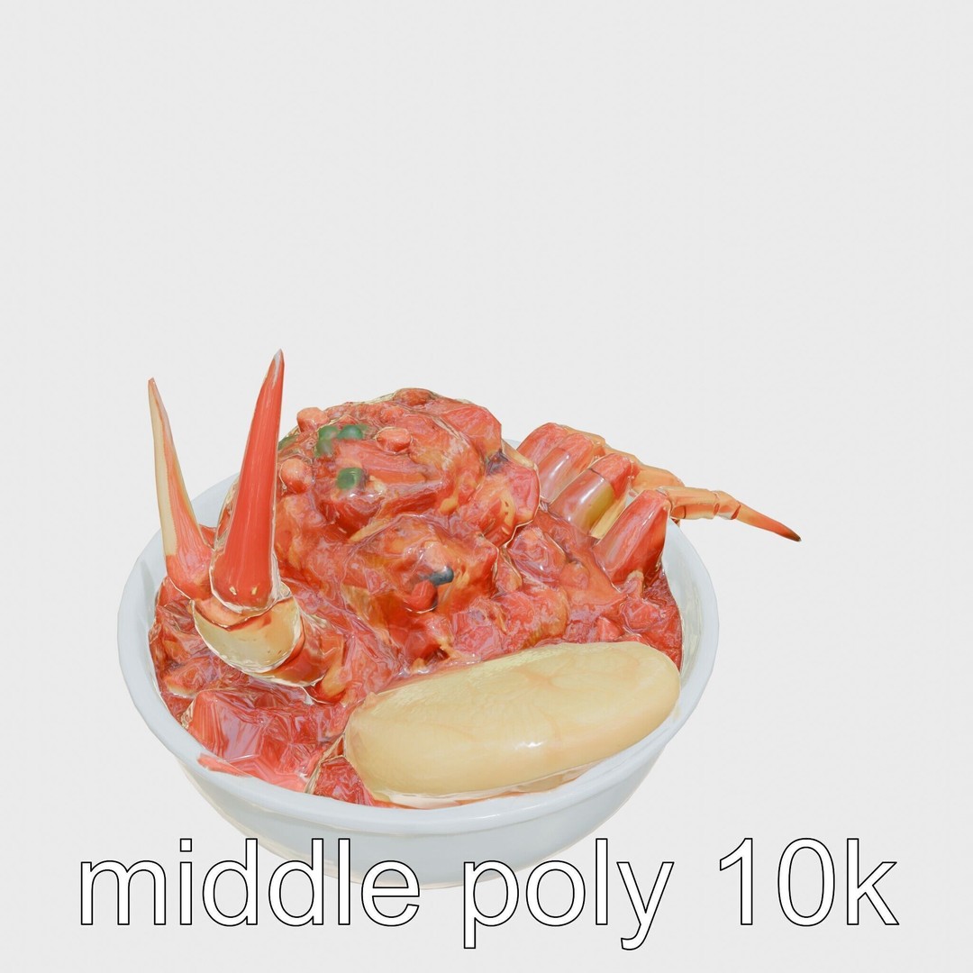 Singaporean Chili Crab 3D Model – Low Poly Game Asset, FBX - View 11
