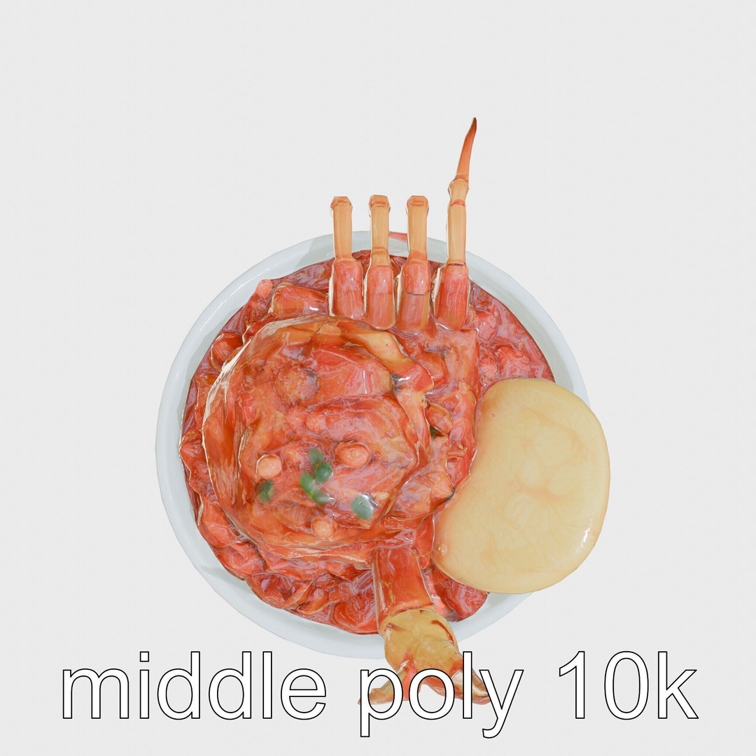 Singaporean Chili Crab 3D Model – Low Poly Game Asset, FBX - View 24