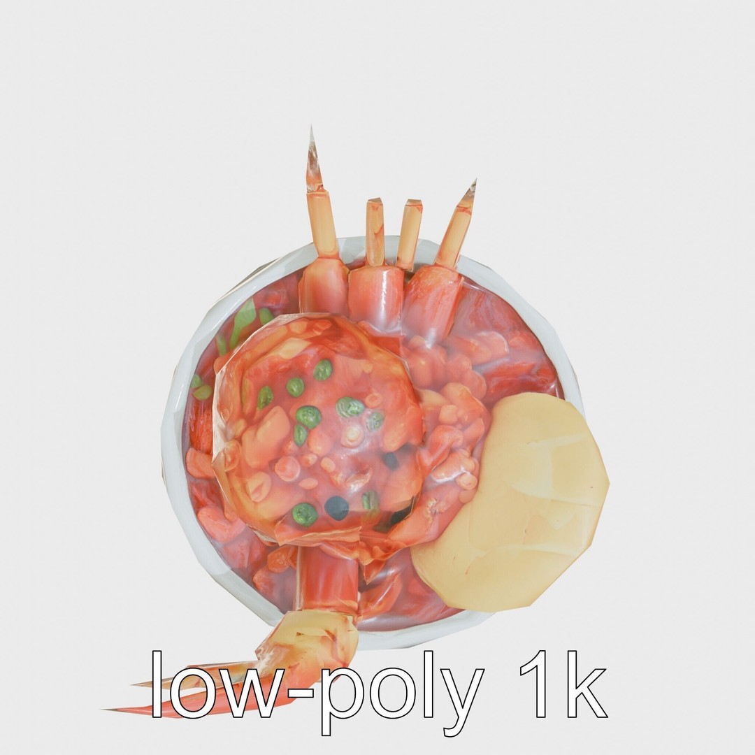 Singaporean Chili Crab 3D Model – Low Poly Game Asset, FBX - View 26
