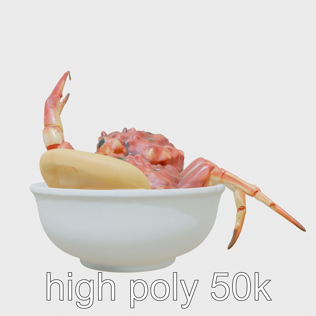 Singaporean Chili Crab 3D Model – Low Poly Game Asset, FBX - View 4