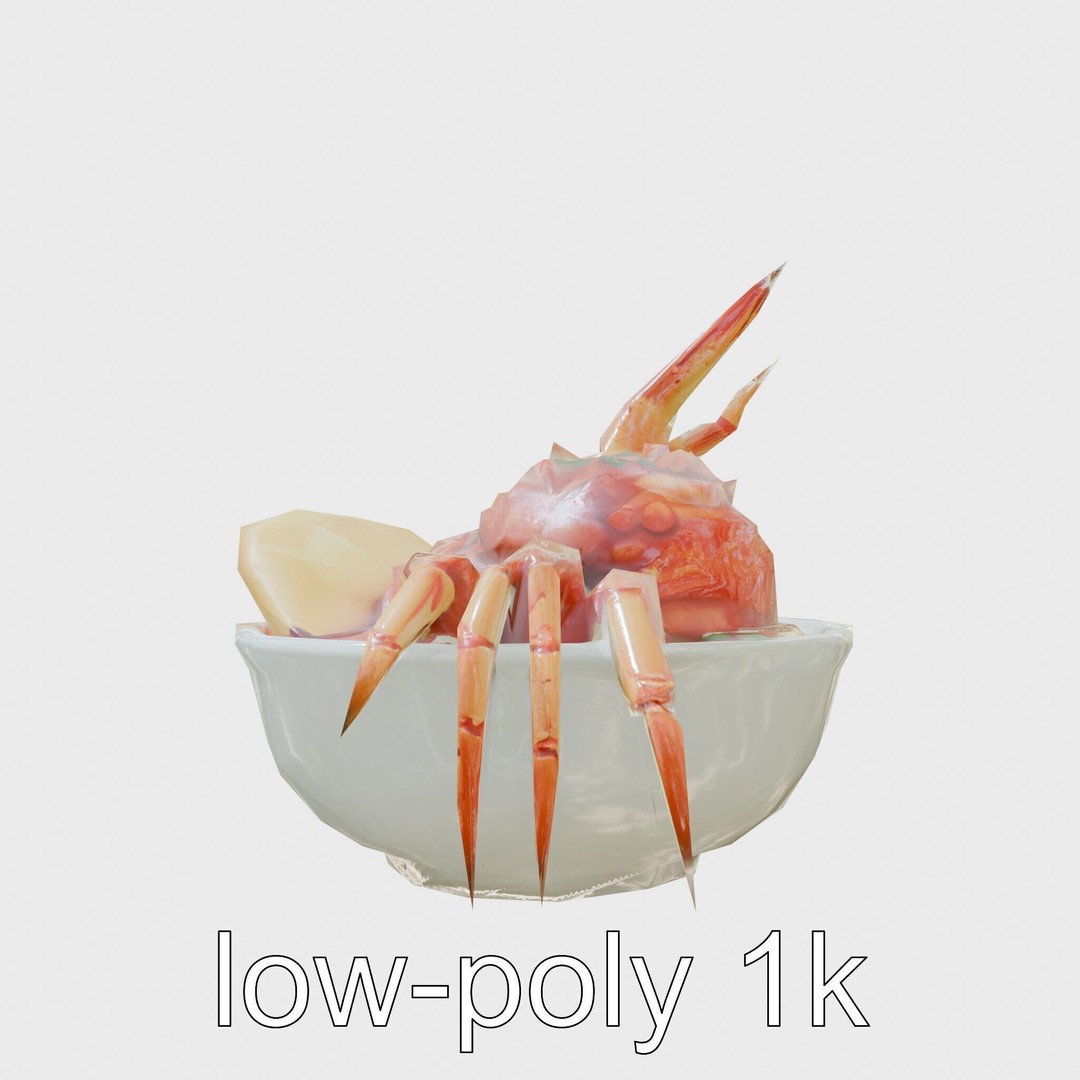 Singaporean Chili Crab 3D Model – Low Poly Game Asset, FBX - View 6