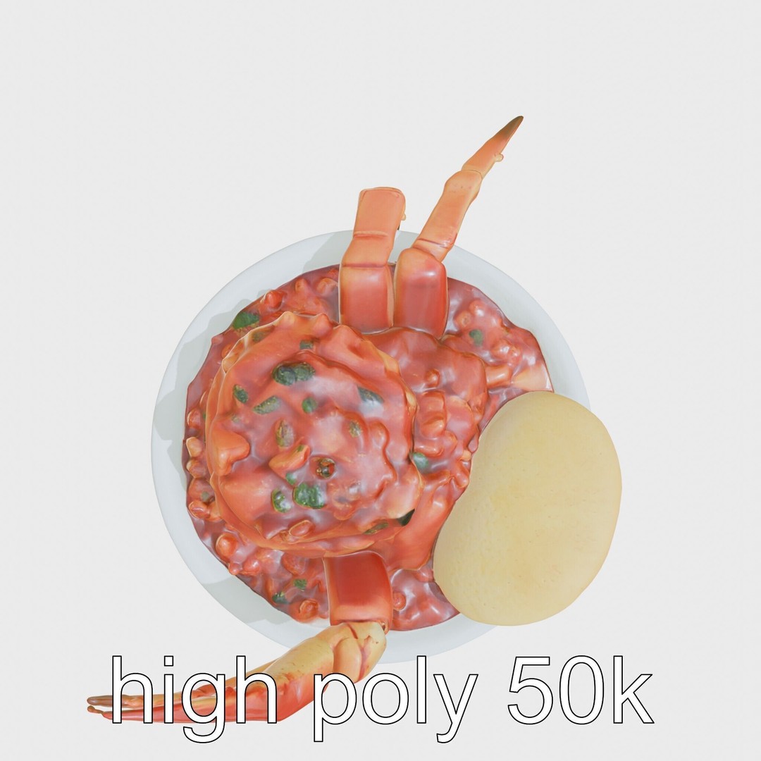 Singaporean Chili Crab 3D Model – Low Poly Game Asset, FBX - View 7