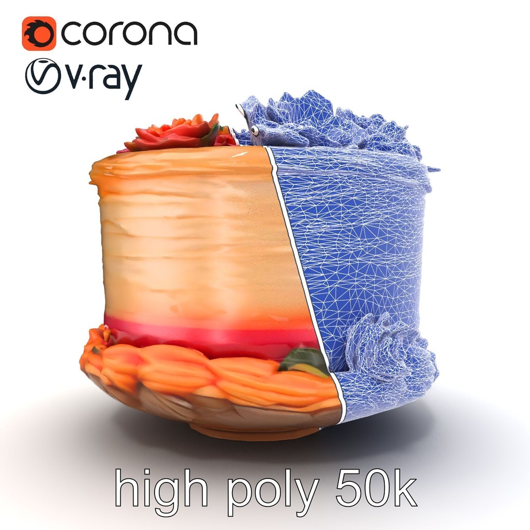 Celebratory Fondant Cake 3D Model – Low Poly PBR Asset for Animation