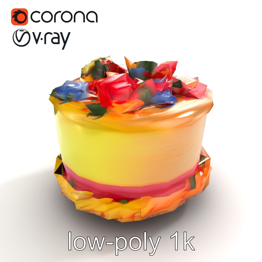 Celebratory Fondant Cake 3D Model – Low Poly PBR Asset for Animation - View 10