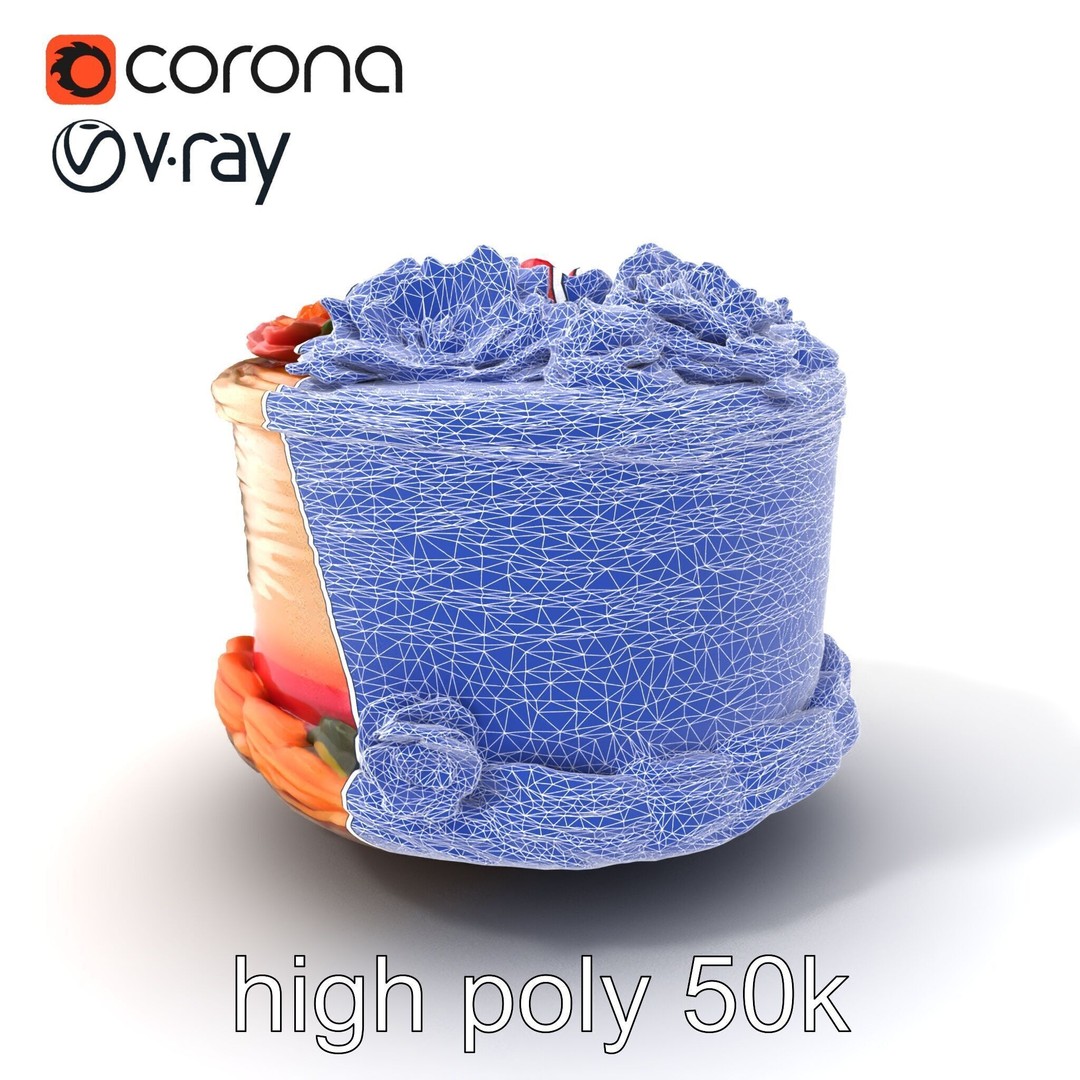 Celebratory Fondant Cake 3D Model – Low Poly PBR Asset for Animation - View 11