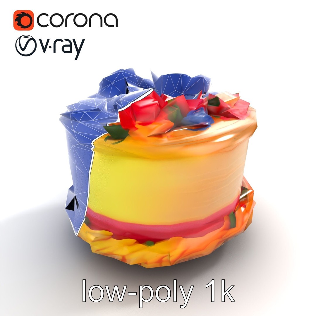 Celebratory Fondant Cake 3D Model – Low Poly PBR Asset for Animation - View 12