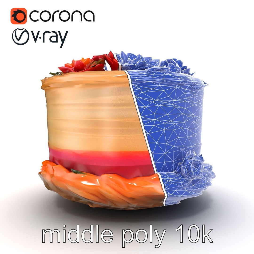 Celebratory Fondant Cake 3D Model – Low Poly PBR Asset for Animation - View 13