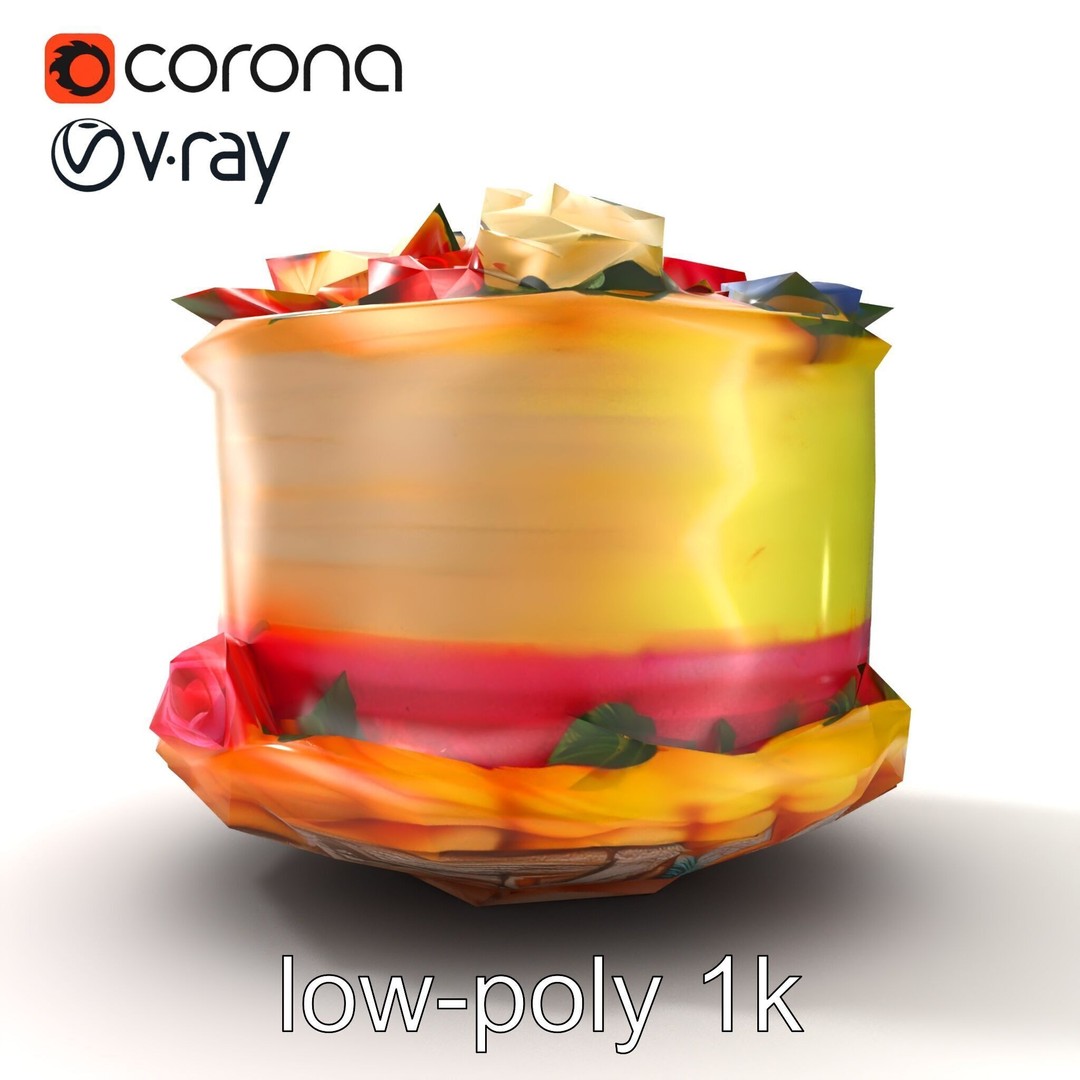 Celebratory Fondant Cake 3D Model – Low Poly PBR Asset for Animation - View 14