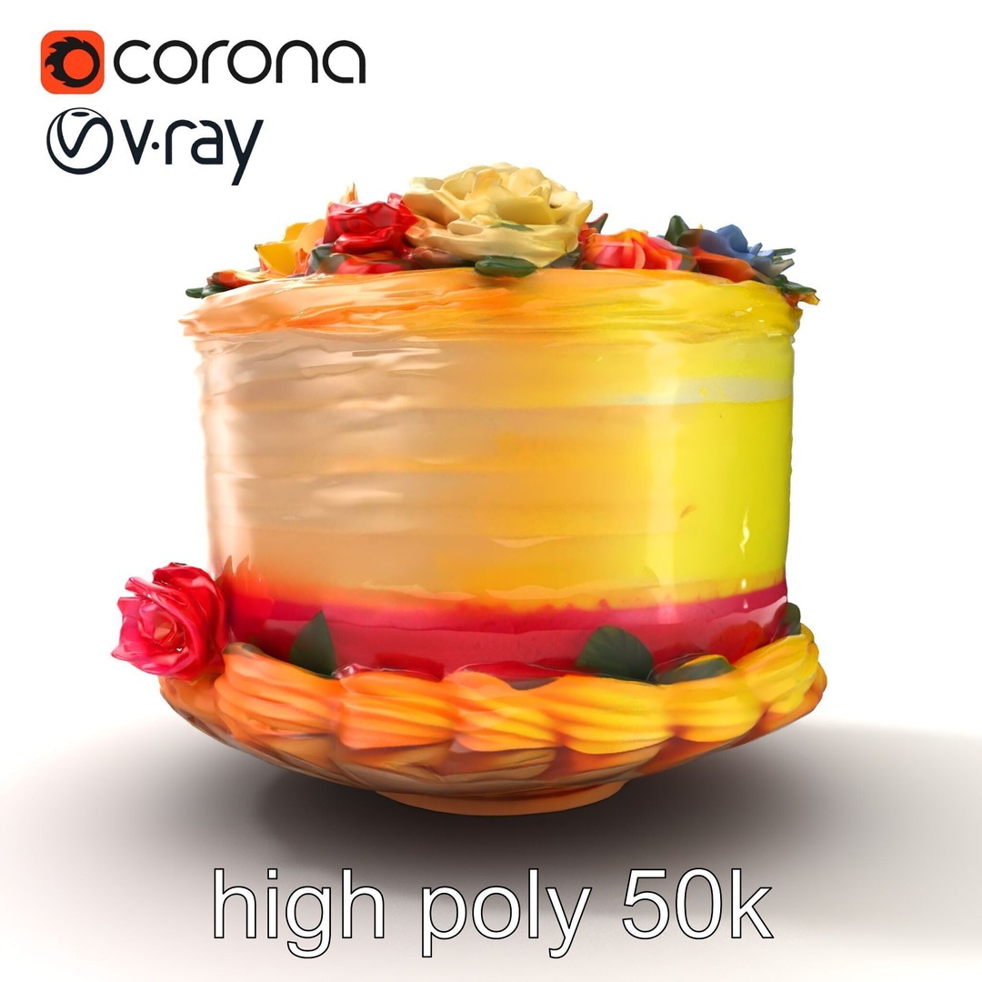 Celebratory Fondant Cake 3D Model – Low Poly PBR Asset for Animation - View 15