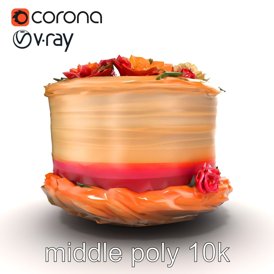 Celebratory Fondant Cake 3D Model – Low Poly PBR Asset for Animation - View 16