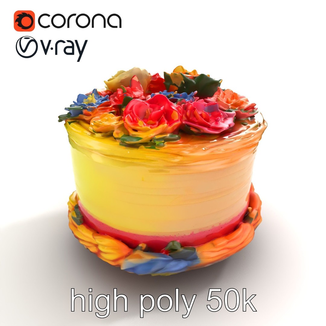 Celebratory Fondant Cake 3D Model – Low Poly PBR Asset for Animation - View 17