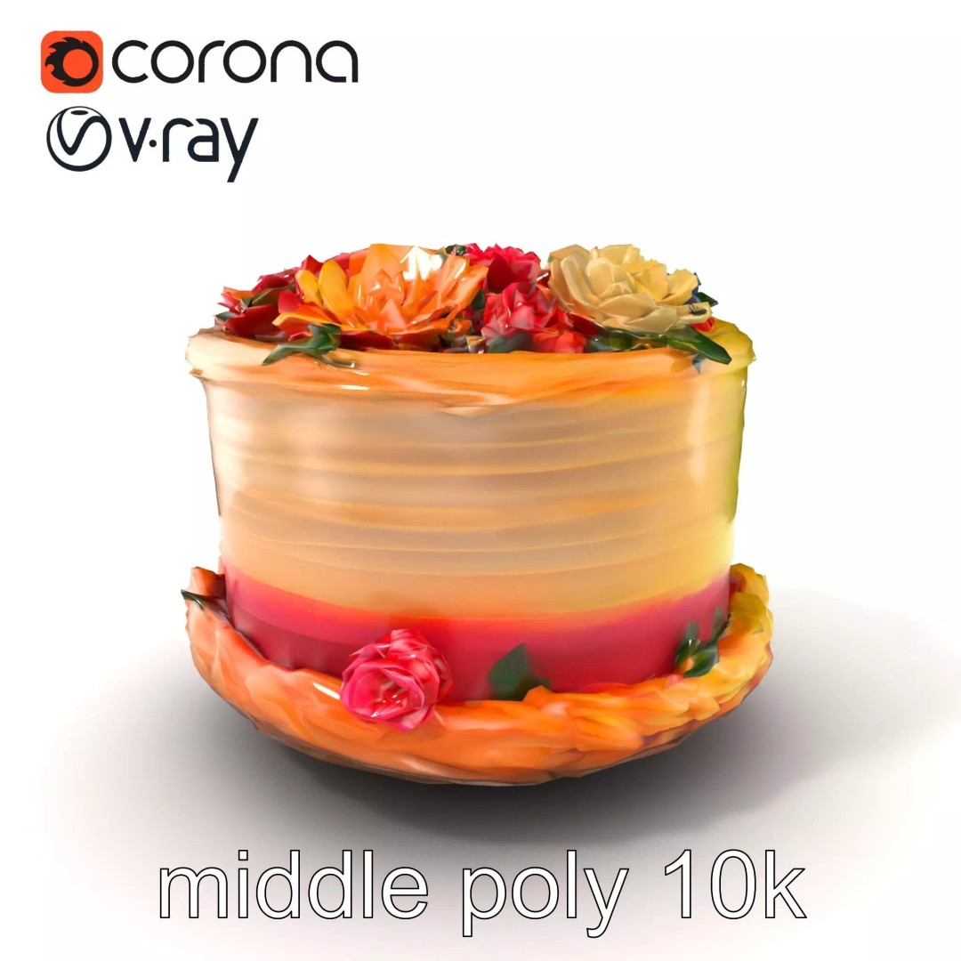 Celebratory Fondant Cake 3D Model – Low Poly PBR Asset for Animation - View 2