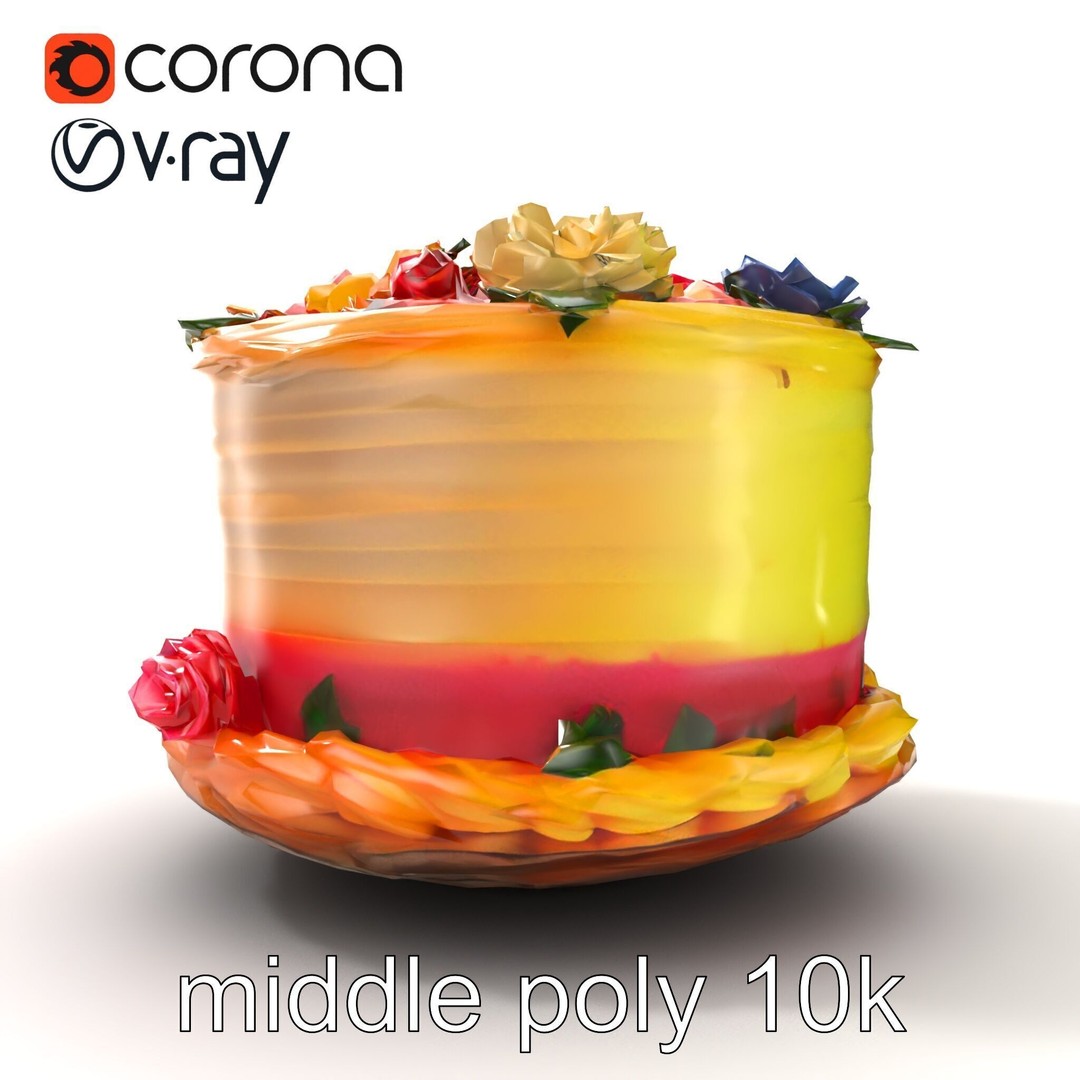 Celebratory Fondant Cake 3D Model – Low Poly PBR Asset for Animation - View 20