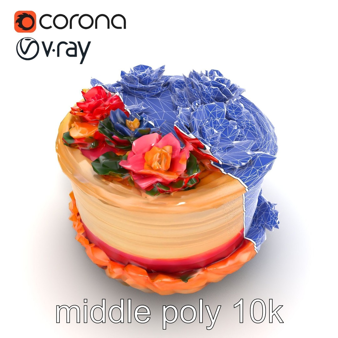 Celebratory Fondant Cake 3D Model – Low Poly PBR Asset for Animation - View 25