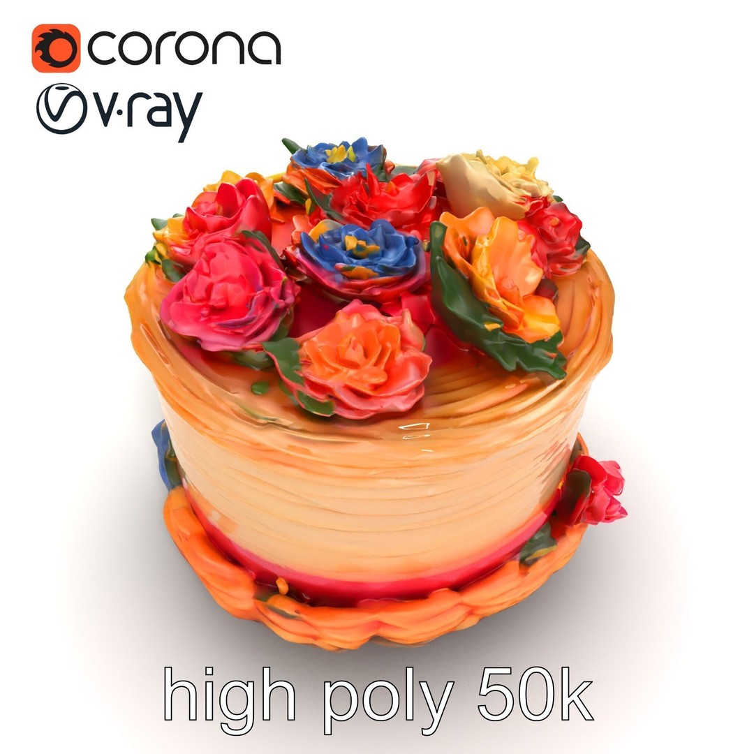 Celebratory Fondant Cake 3D Model – Low Poly PBR Asset for Animation - View 26