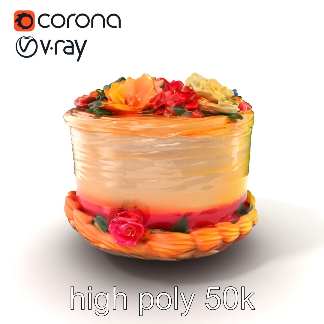 Celebratory Fondant Cake 3D Model – Low Poly PBR Asset for Animation - View 3