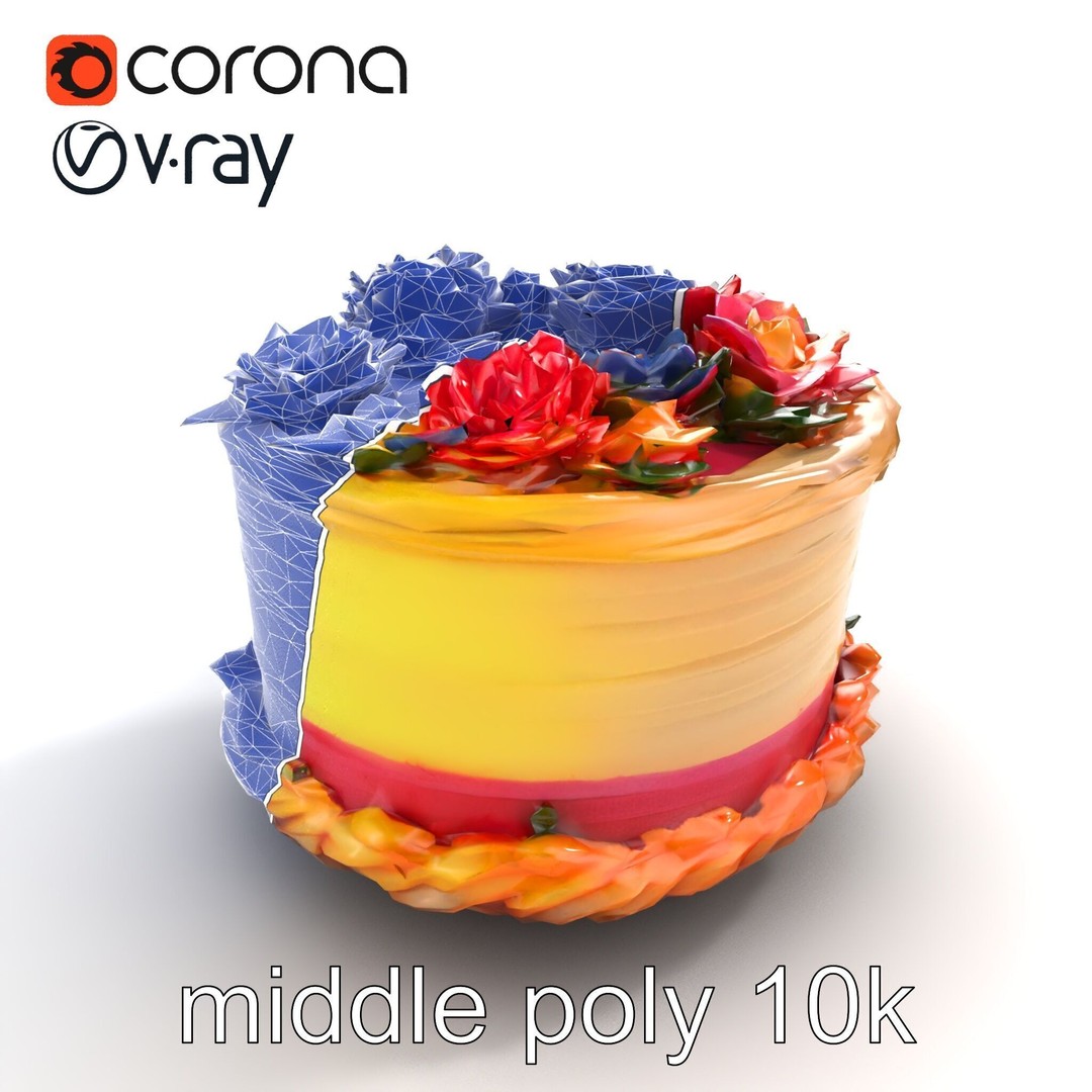 Celebratory Fondant Cake 3D Model – Low Poly PBR Asset for Animation - View 32