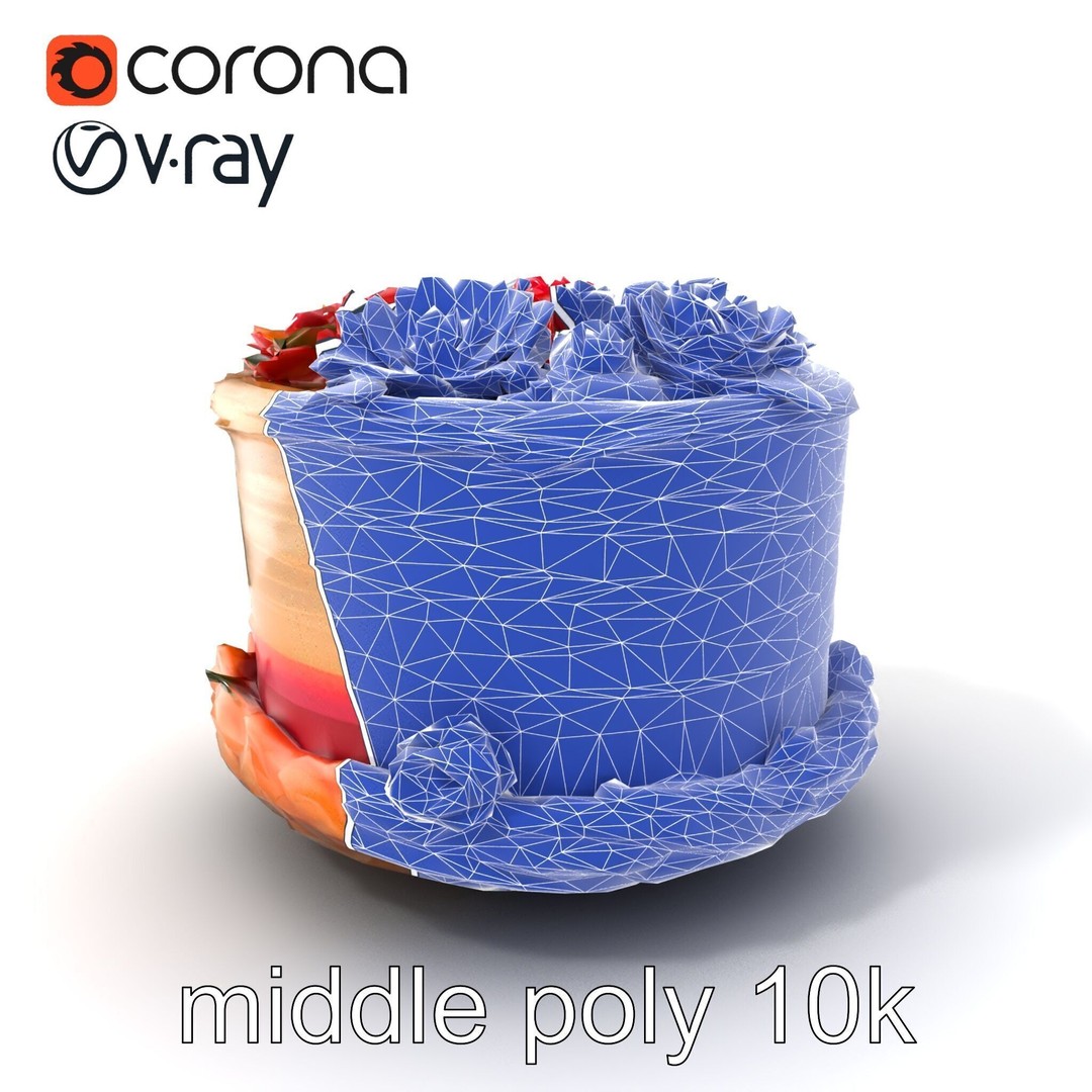 Celebratory Fondant Cake 3D Model – Low Poly PBR Asset for Animation - View 7