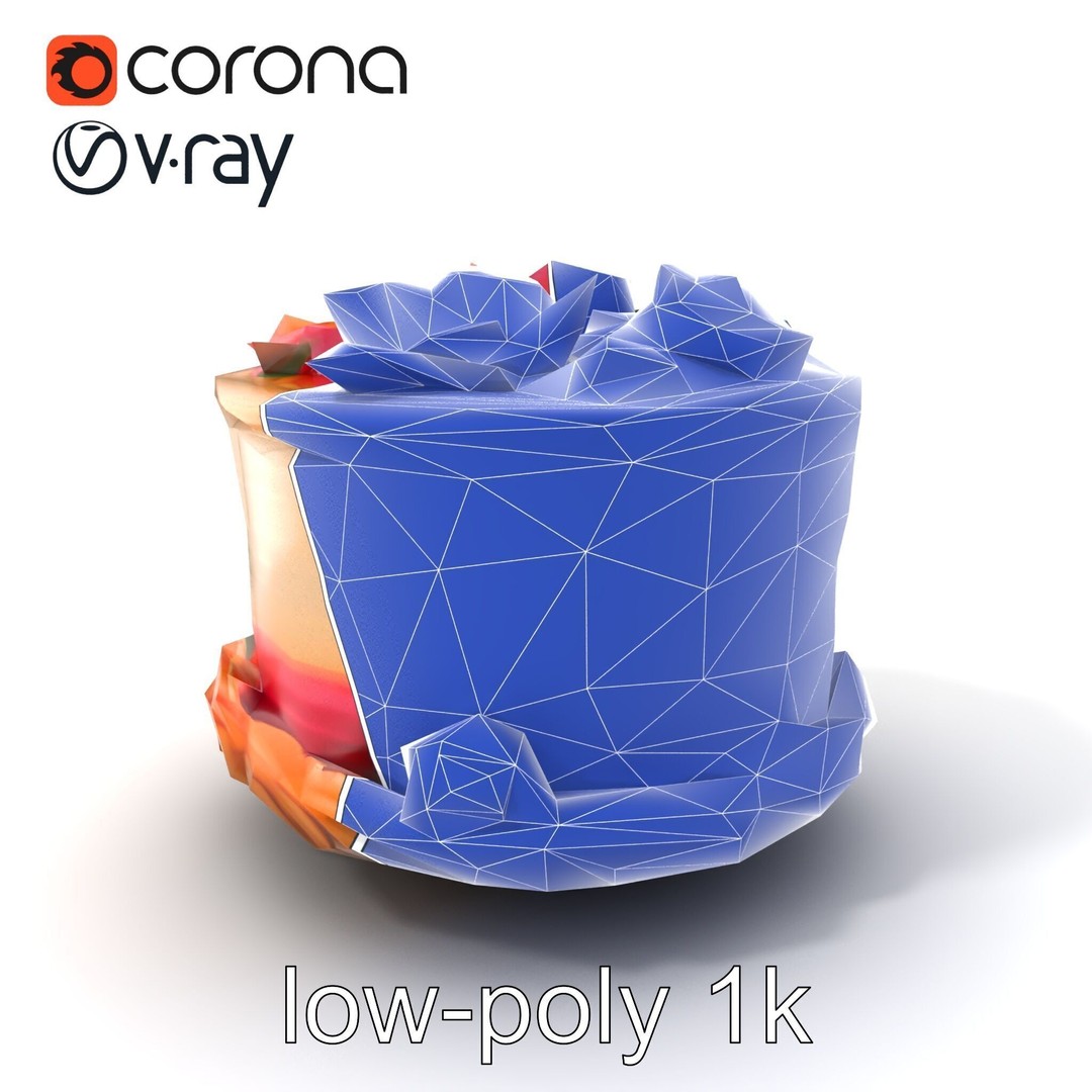Celebratory Fondant Cake 3D Model – Low Poly PBR Asset for Animation - View 8