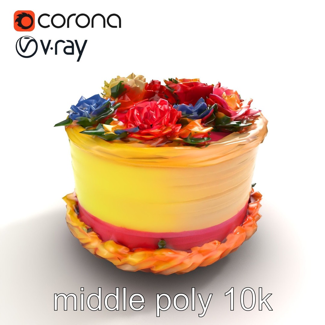 Celebratory Fondant Cake 3D Model – Low Poly PBR Asset for Animation - View 9