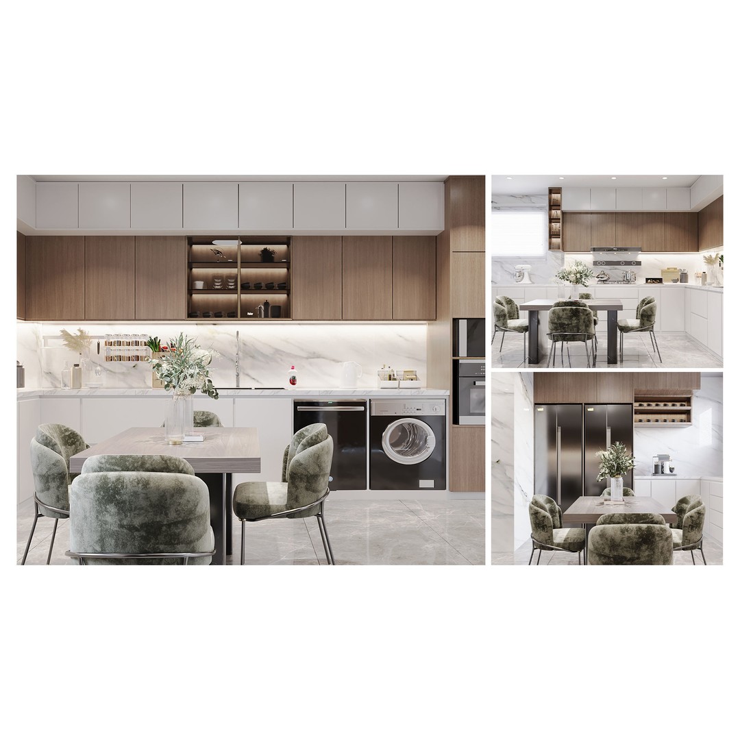 Modern Kitchen 3D Model – Realistic Interior Scene, FBX, PBR