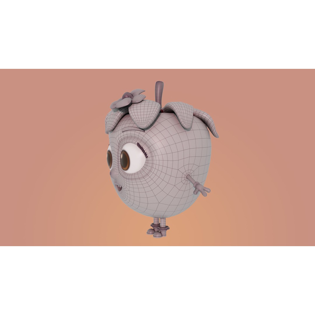 Strawberry 3D Model – Low Poly Cartoon Character, FBX, PBR Textures - View 13