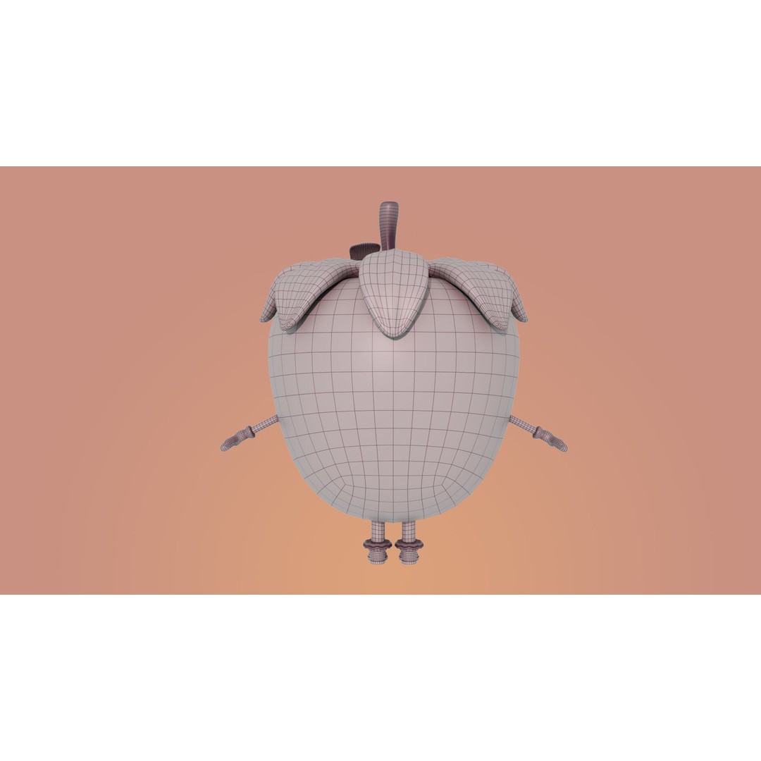 Strawberry 3D Model – Low Poly Cartoon Character, FBX, PBR Textures - View 14