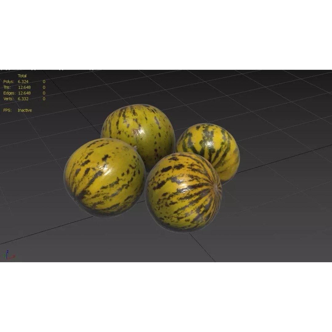 Melon 3D Model – Low Poly Game Asset, FBX, PBR Textures - View 4