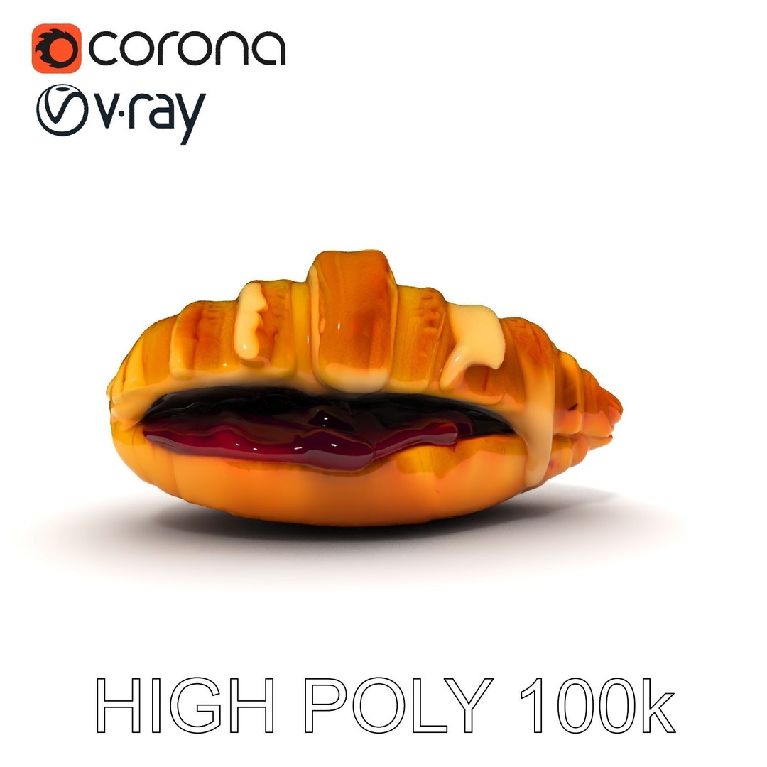 Delicious Croissant 3D Model – Low Poly PBR Asset for Games, FBX