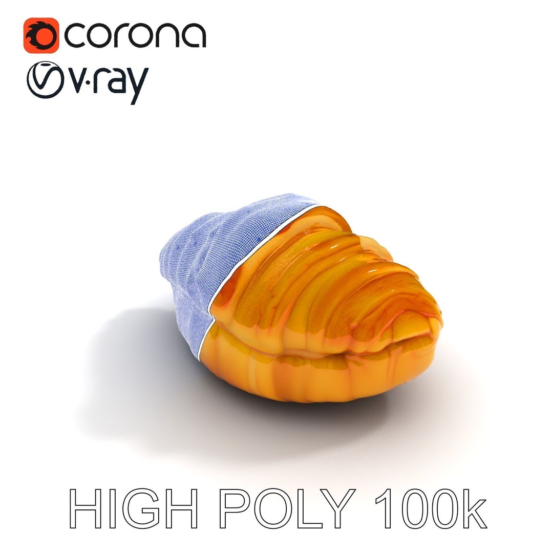 Delicious Croissant 3D Model – Low Poly PBR Asset for Games, FBX - View 12