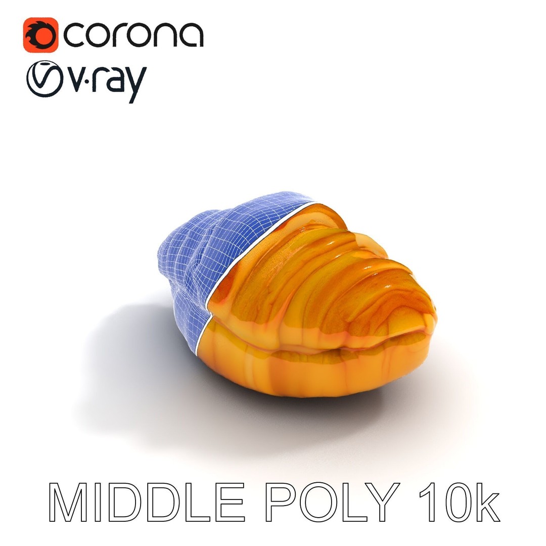 Delicious Croissant 3D Model – Low Poly PBR Asset for Games, FBX - View 13