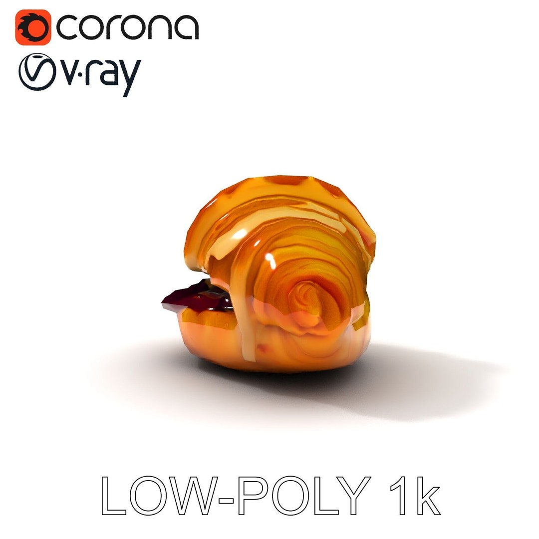 Delicious Croissant 3D Model – Low Poly PBR Asset for Games, FBX - View 16