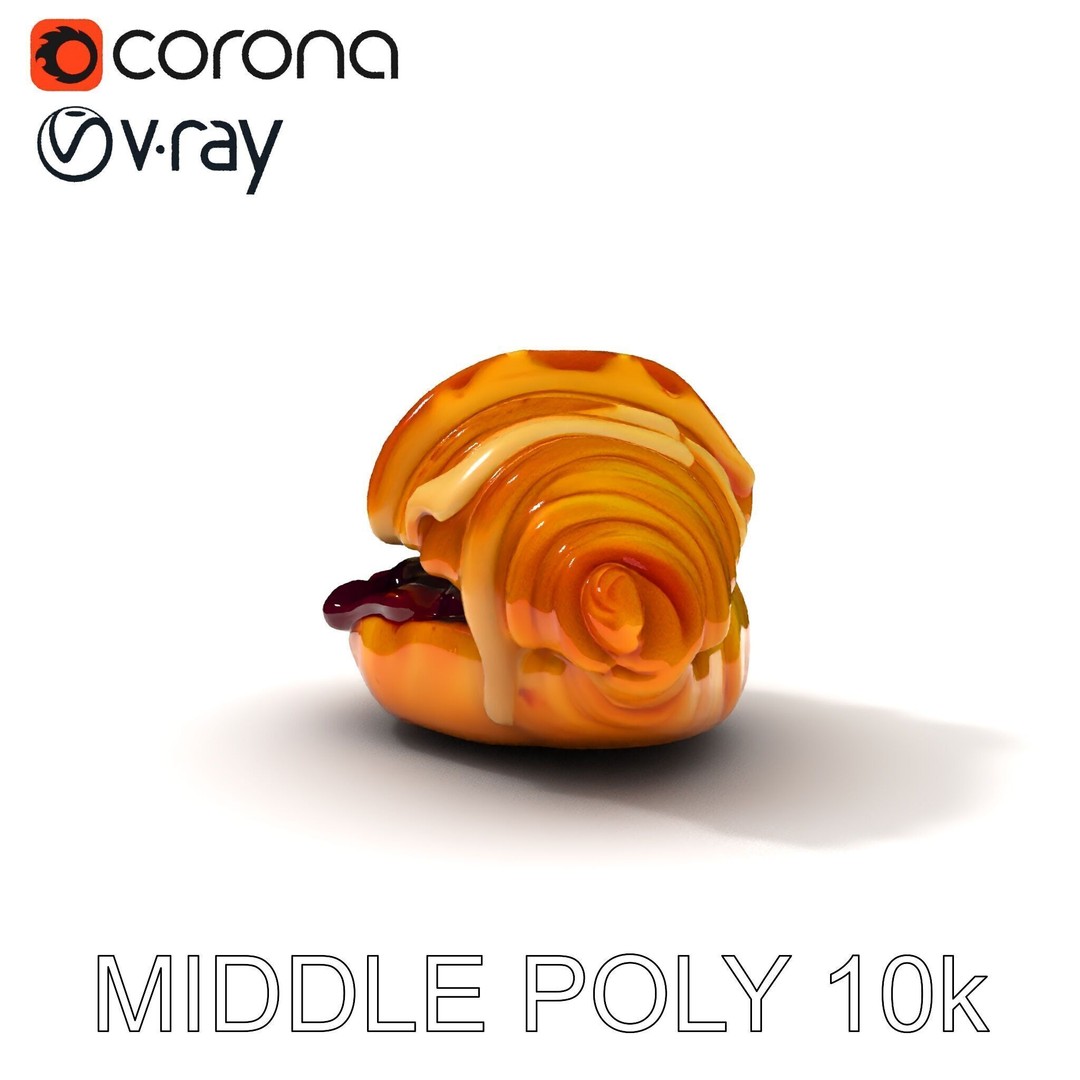 Delicious Croissant 3D Model – Low Poly PBR Asset for Games, FBX - View 20
