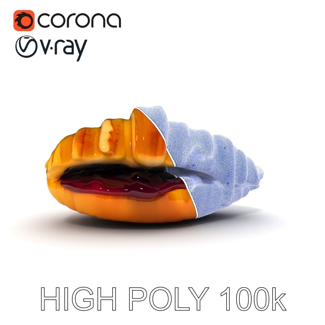 Delicious Croissant 3D Model – Low Poly PBR Asset for Games, FBX - View 22