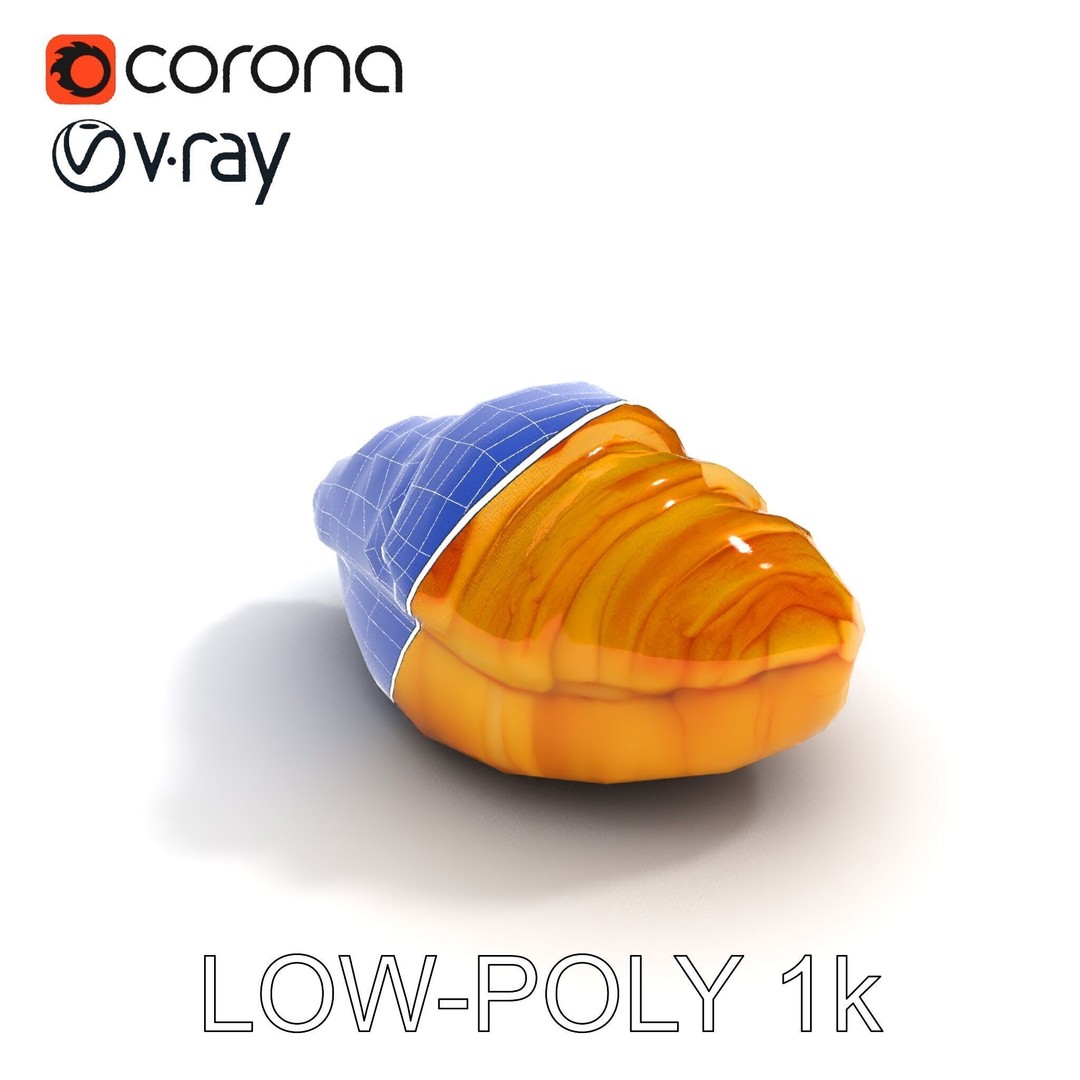 Delicious Croissant 3D Model – Low Poly PBR Asset for Games, FBX - View 27