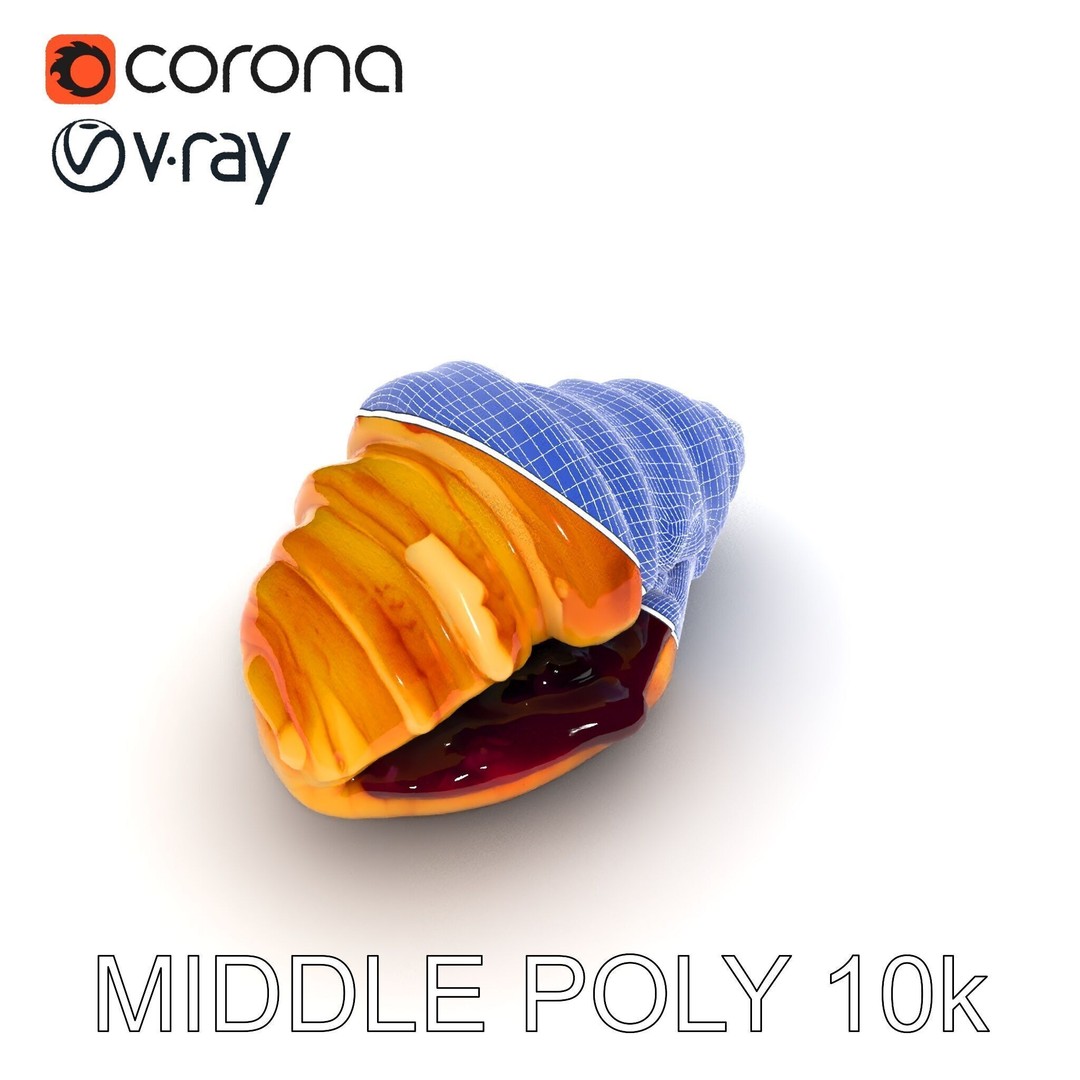 Delicious Croissant 3D Model – Low Poly PBR Asset for Games, FBX - View 28